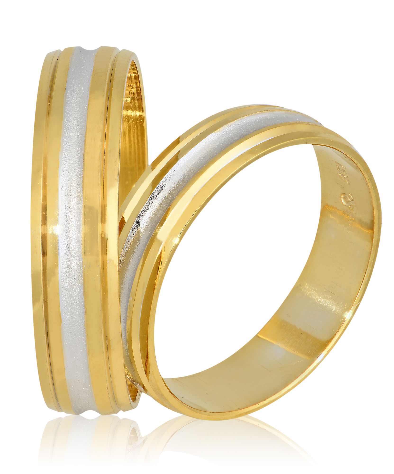 White gold & yellow gold wedding rings 5mm (code S57)